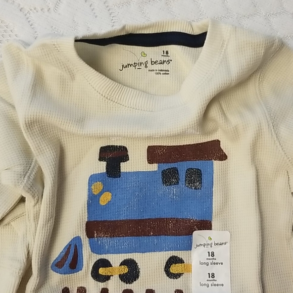 New Boy Long Sleeve Shirt Tee Train ivory - Picture 3 of 3